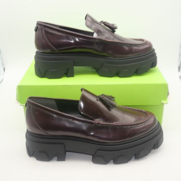 NEW Sam Edelman Women's 9.5 Dandrea Mega Lug Chunky Leather Loafers Burgundy - Picture 5 of 13